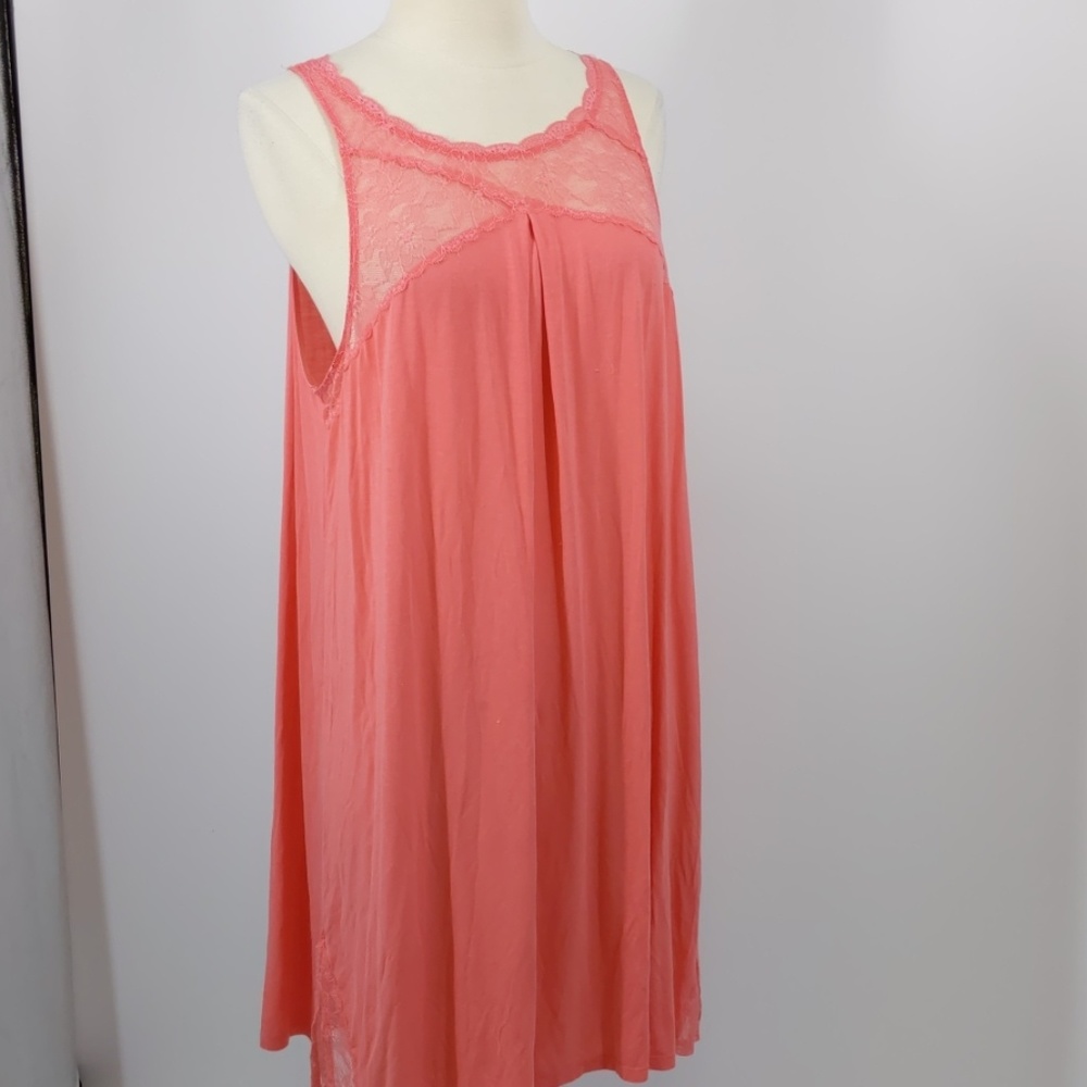 Midnight orange knit w lace trim night gown-sz L